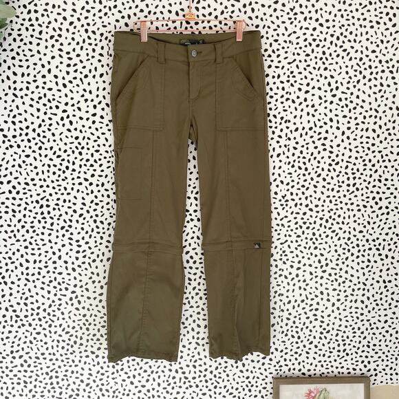 Prana Olive Green Monarch Convertible Zip Off Pants Size 6 - Picture 1 of 6